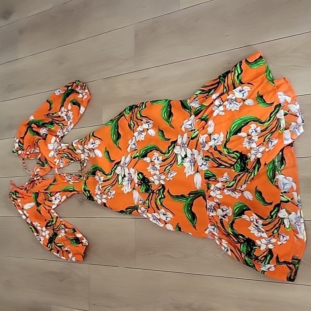 NWT ZARA MULTICOLORED CUT OUT PRINTED DRESS SIZE XS - Picture 2 of 6